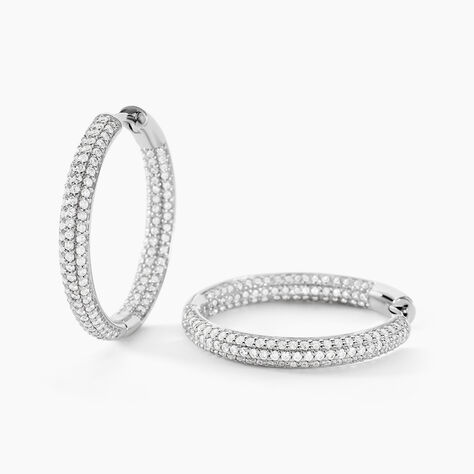 Cr&eacute;oles Suzel Argent Blanc Oxyde De Zirconium - Cr&eacute;oles Femme | Marc Orian