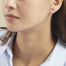 Boucles D'oreilles Puces Daria Coeur Plein Or Blanc Oxyde De Zirconium - Clous d'oreilles Femme | Marc Orian