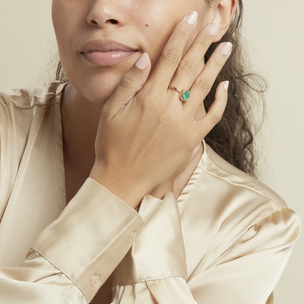Bague Plaqué Or Neassa Malachite - Bagues avec pierre Femme | Marc Orian