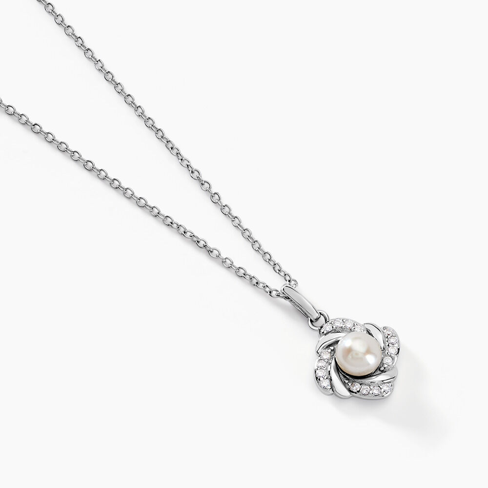 Collier Laetoria Argent Blanc Perle De Culture Oxyde De Zirconium - Colliers avec pierres Femme | Marc Orian