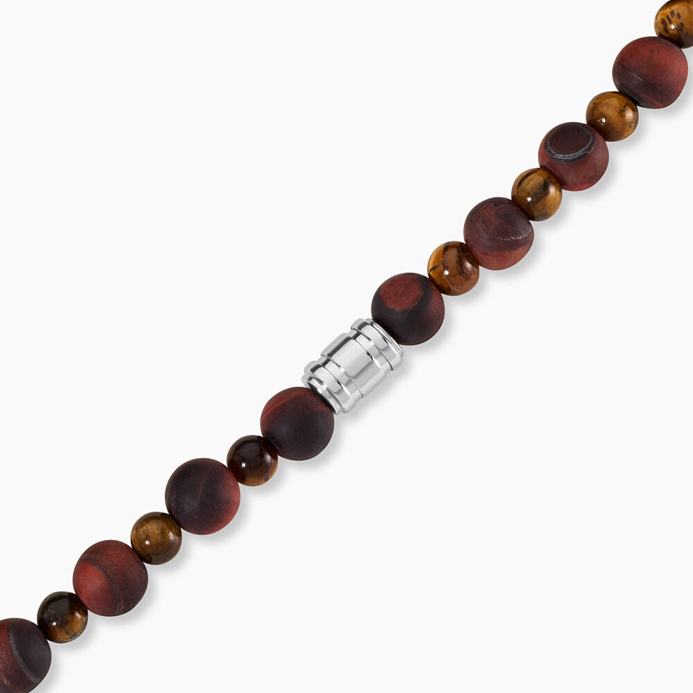 Bracelet Younes Acier Argent&eacute; Oeil De Tigre - Bracelets cordons Homme | Marc Orian