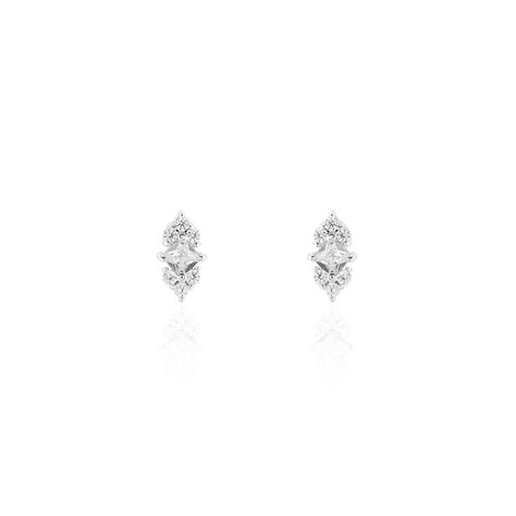 Boucles D'oreilles Puces Mascaret Argent Blanc Oxyde De Zirconium - Puces Femme | Marc Orian