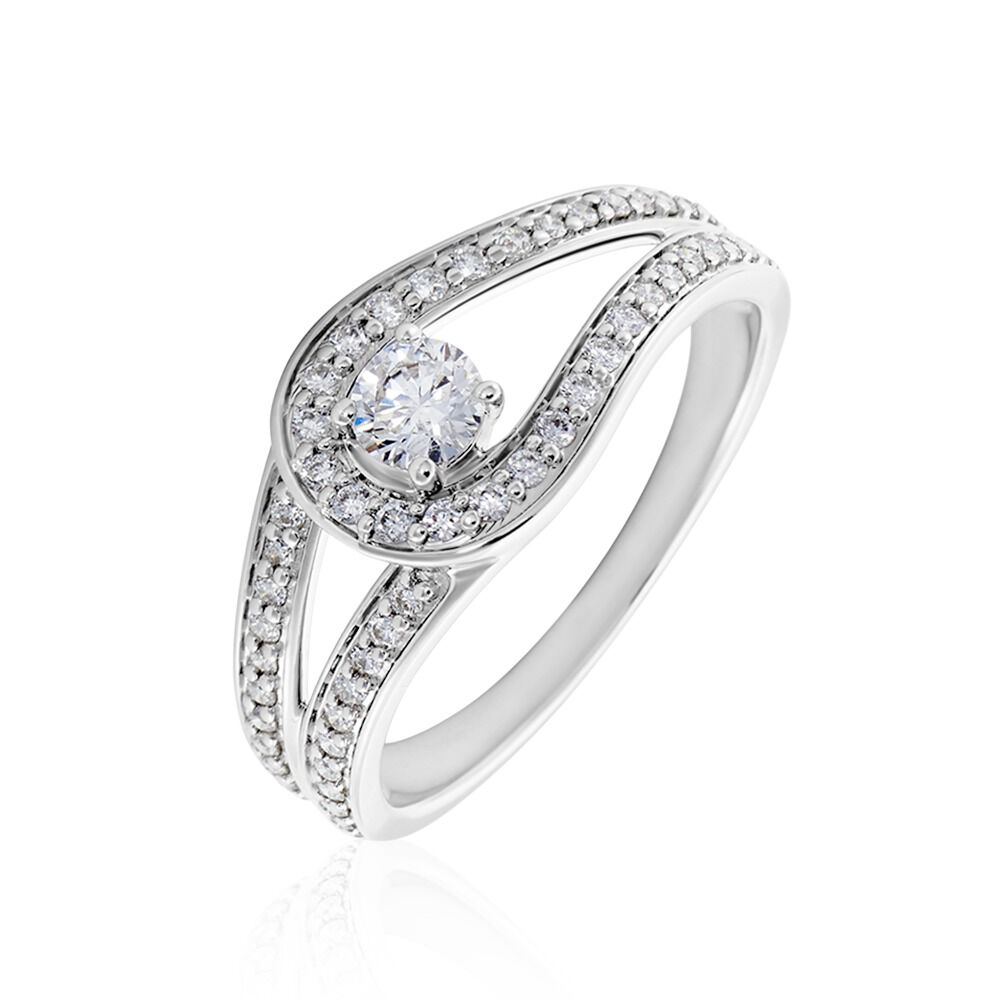 Bague Or Blanc Alease Diamants Synth&eacute;tiques - Solitaires Femme | Marc Orian
