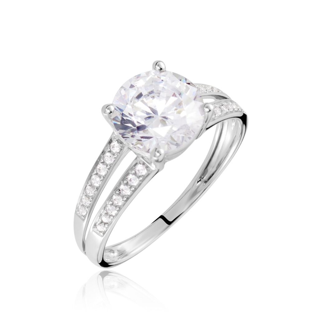 Bague Anthyme Or Blanc Oxyde De Zirconium - Solitaires Femme | Marc Orian