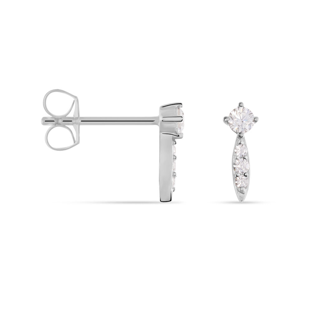 Boucles D'oreilles Puces Bormana Argent Blanc Oxyde De Zirconium - Puces Femme | Marc Orian