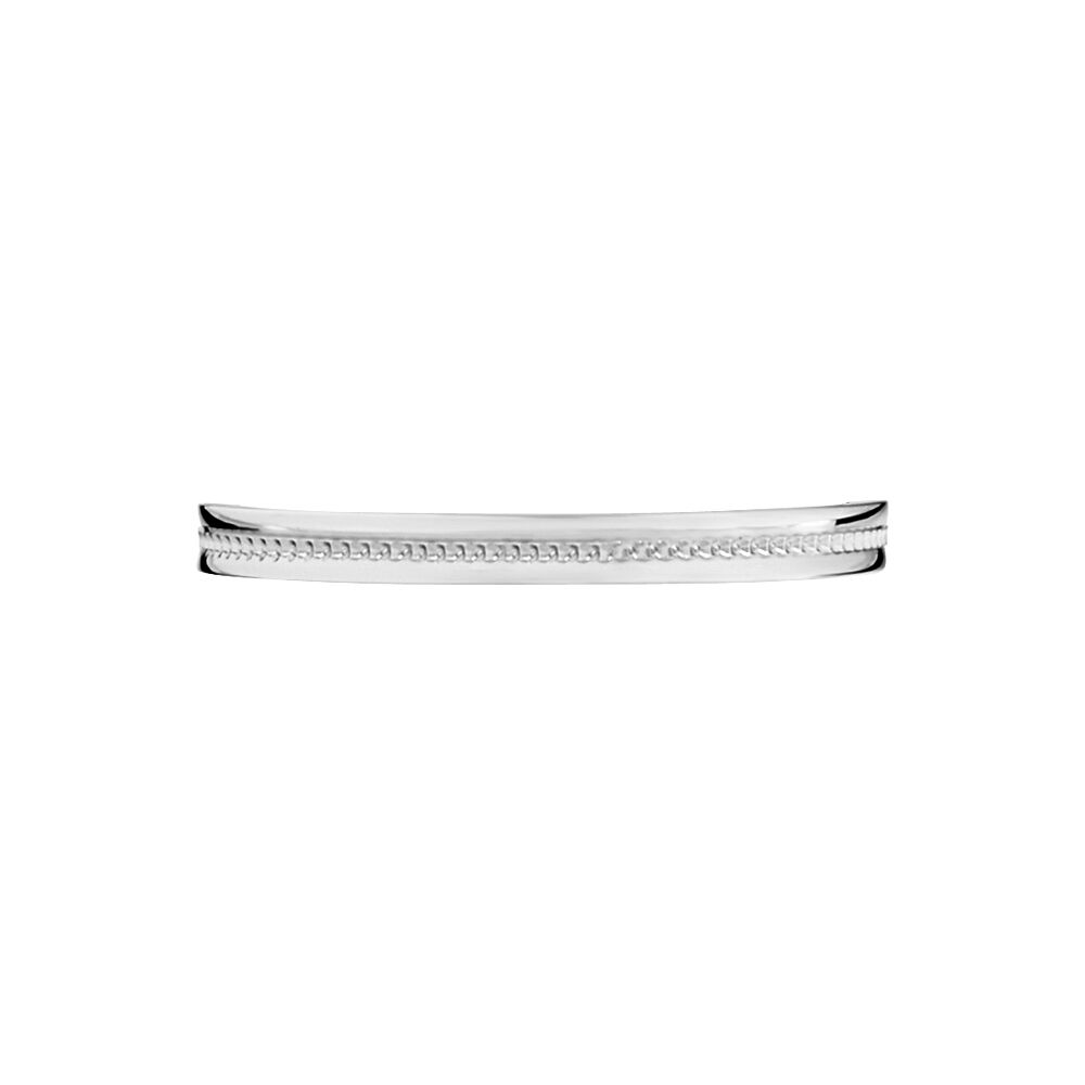 Alliance Perlee Ruban Plat Or Blanc - Alliances Famille | Marc Orian
