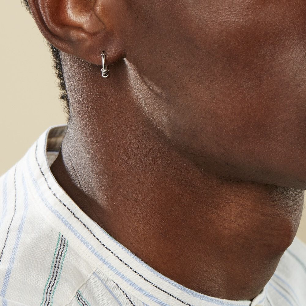 Créole Unitaire Ian Argent Blanc - Piercings d'oreilles Homme | Marc Orian