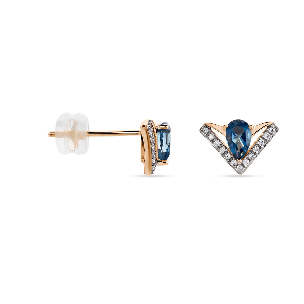 Boucles D'oreilles Puces Gaelle Or Rose Topaze Oxyde - Puces Femme | Marc Orian