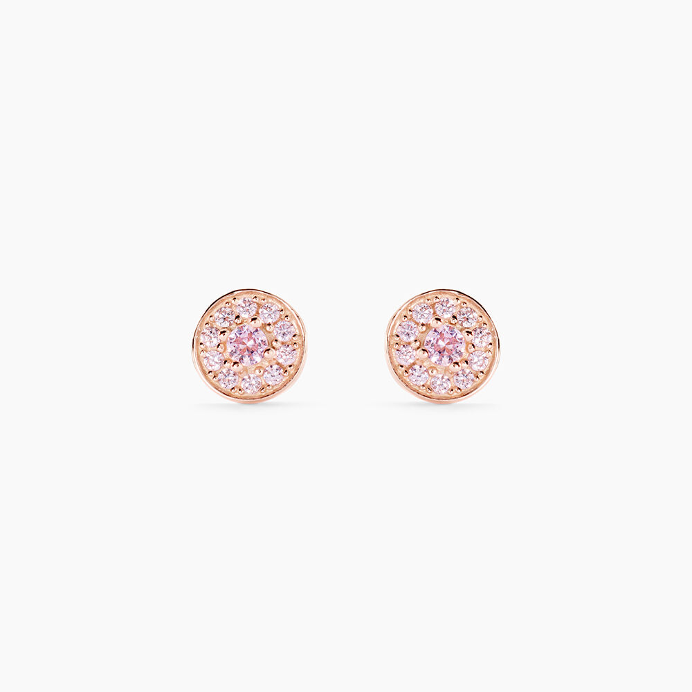 Boucles D'oreilles Puces Auxana Argent Rose Oxyde De Zirconium - Puces Femme | Marc Orian