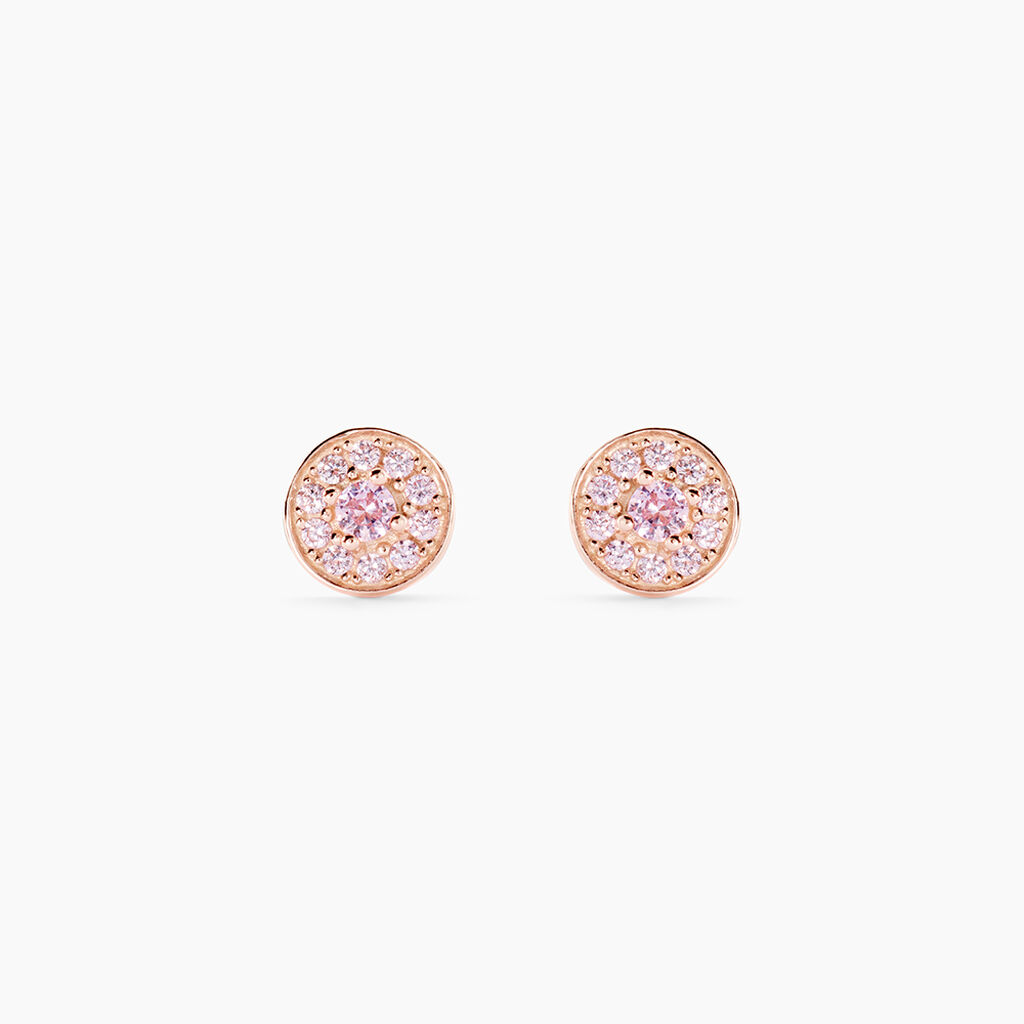 Boucles D'oreilles Puces Auxana Argent Rose Oxyde De Zirconium - Puces Femme | Marc Orian