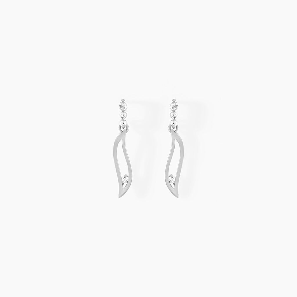 Boucles D'oreilles Pendantes Ysanna Or Blanc Oxyde De Zirconium - Pendantes Femme | Marc Orian