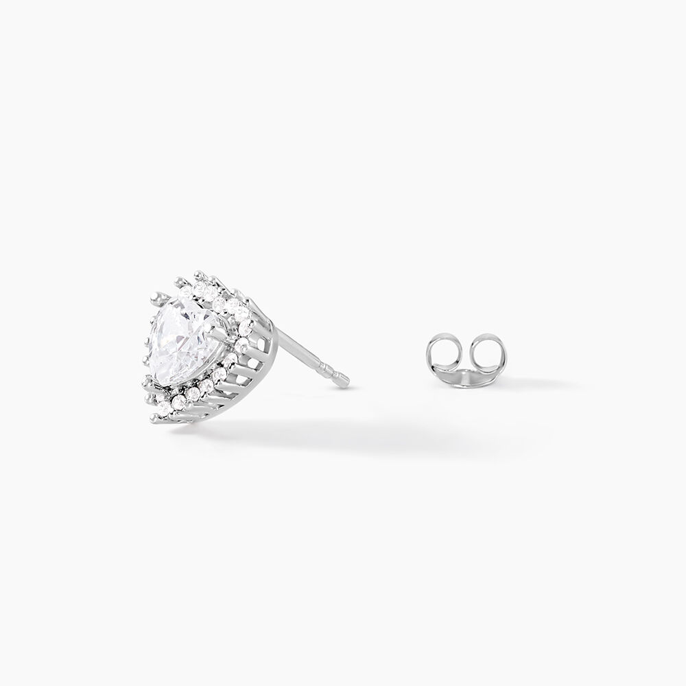 Boucles D'oreilles Puces Calvi Argent Blanc Oxyde De Zirconium - Puces Femme | Marc Orian