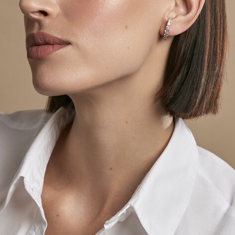 Créoles Liviu Argent Blanc Oxyde De Zirconium - Boucles d'oreilles Créoles Femme | Marc Orian
