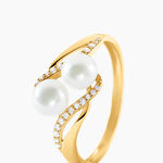 Bague Loeva Or Jaune Perle De Culture Et Oxyde De Zirconium - Bagues vintage Femme | Marc Orian