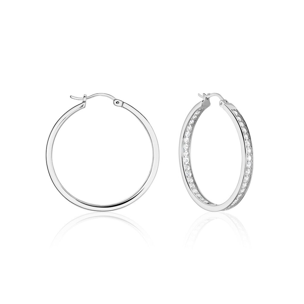 Créoles Classique Argent Blanc Django Oxyde De Zirconium - Créoles Femme | Marc Orian