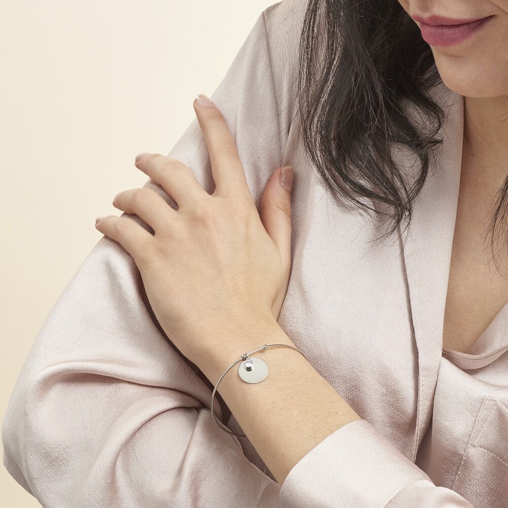 Bracelet Jonc Paula Argent Blanc Oxyde De Zirconium - Bracelets joncs Femme | Marc Orian