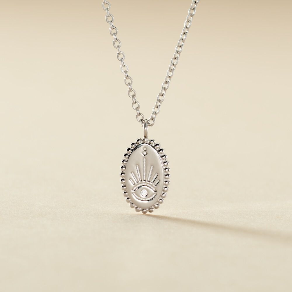 Collier Dhyana Argent Blanc Oxyde De Zirconium - Colliers avec pierres Femme | Marc Orian