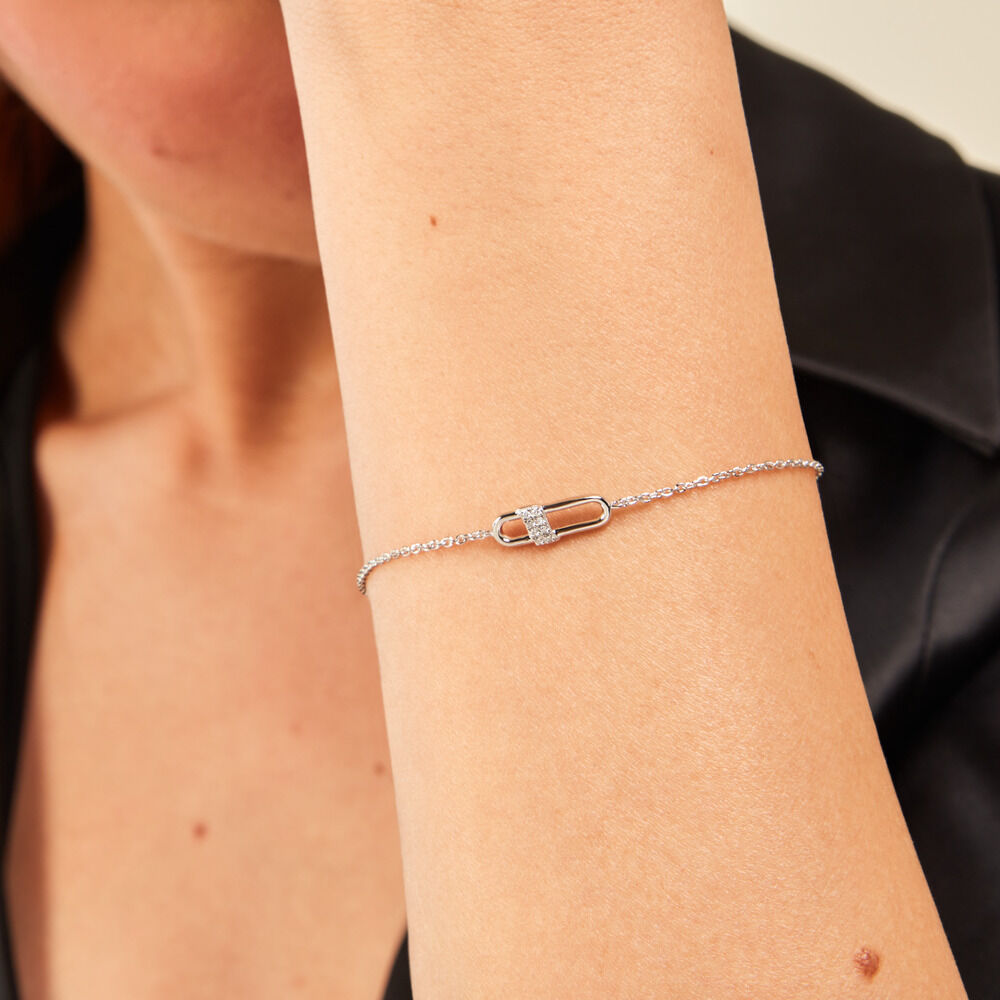 Bracelet Olimpia Argent Blanc Diamant Synthétique - Bracelets chaînes Femme | Marc Orian