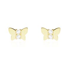 Boucles D'oreilles Puces Evaelle Papillon Or Jaune Oxyde De Zirconium - Clous d'oreilles Femme | Marc Orian
