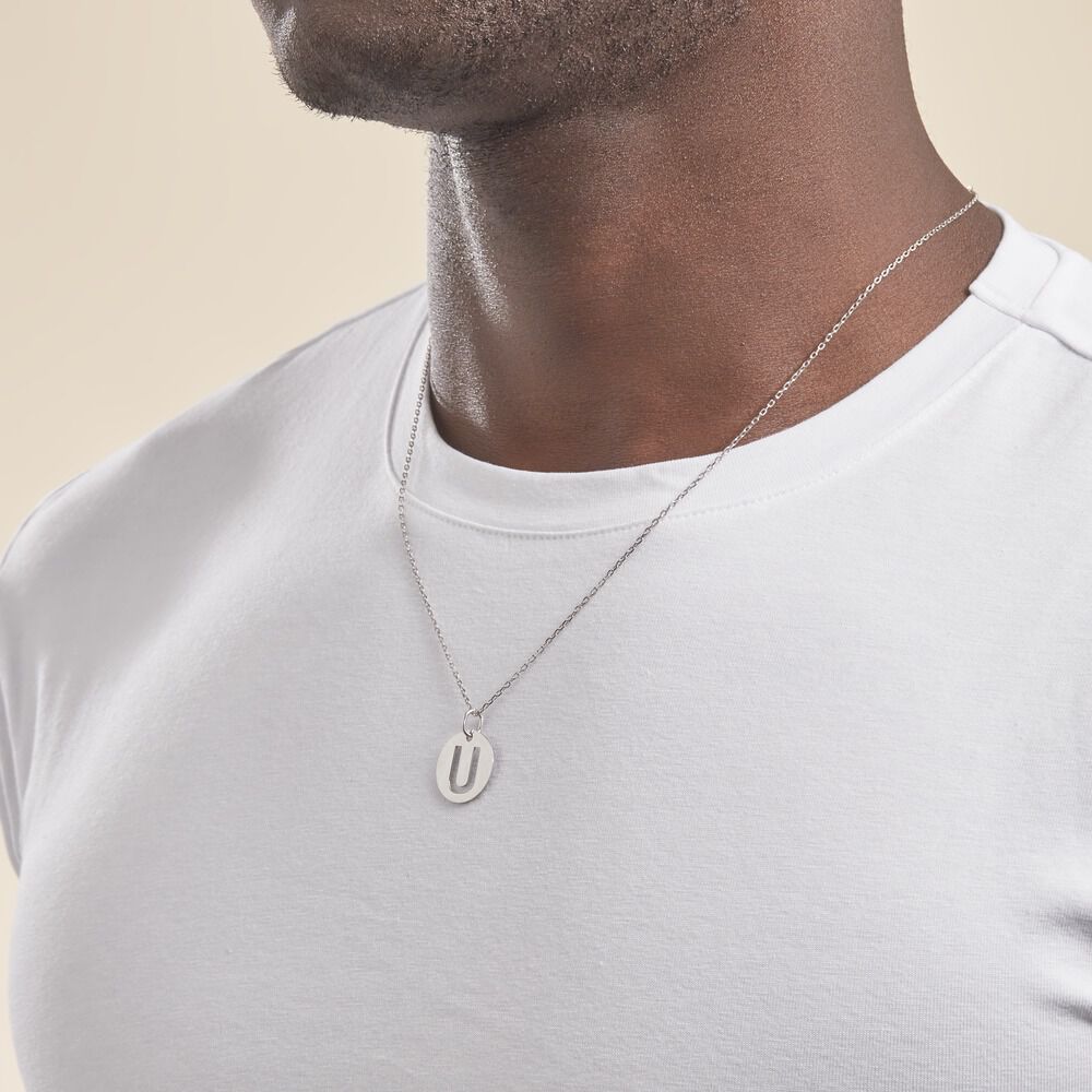 Pendentif Elio U Argent Blanc - Pendentifs Famille | Marc Orian