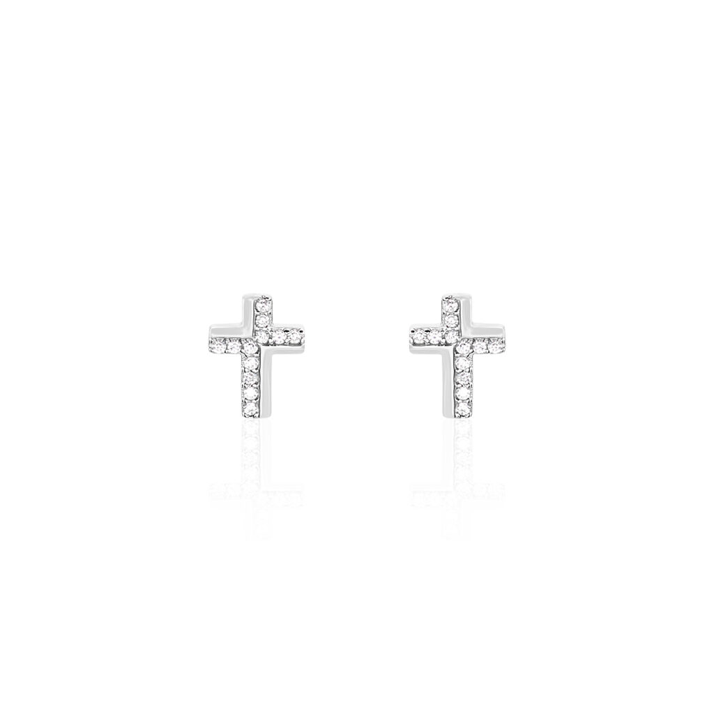 Boucles D'oreilles Puces Lola-rose Argent Blanc Oxyde De Zirconium - Puces Femme | Marc Orian
