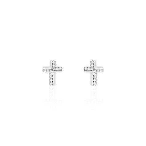 Boucles D'oreilles Puces Lola-rose Argent Blanc Oxyde De Zirconium - Puces Femme | Marc Orian