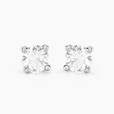 Boucles D'oreilles Puces Maurane Argent Blanc Diamant Synth&eacute;tique - Puces Femme | Marc Orian