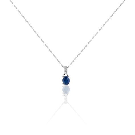 Collier Charmante Or Blanc Saphir Et Diamant - Colliers avec pierres Femme | Marc Orian