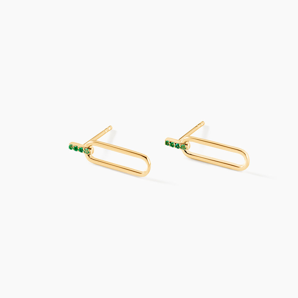 Boucles D'Oreilles Pendantes Sybel Or Jaune Emeraude - Pendantes Femme | Marc Orian