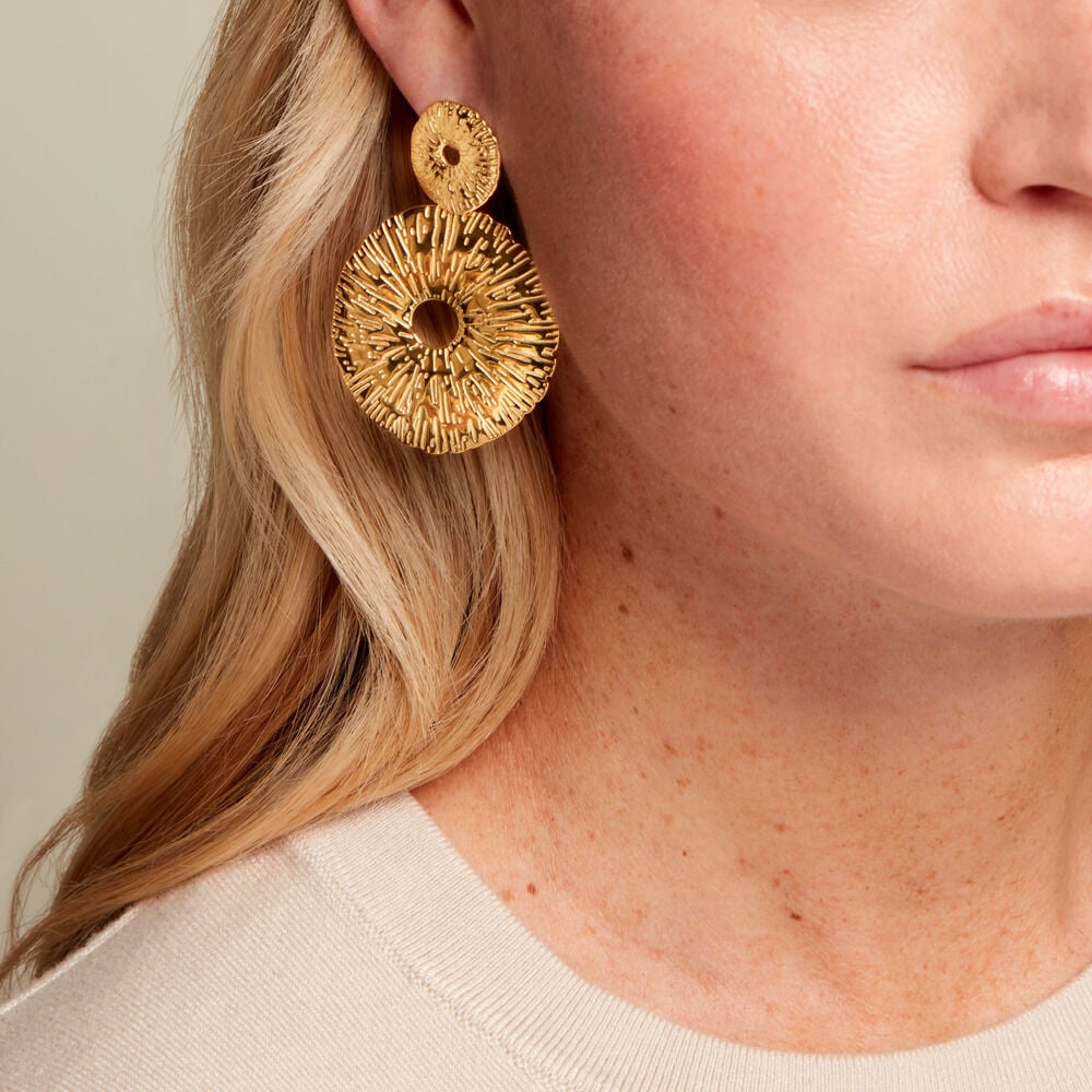 Boucles D'Oreilles Pendantes Savina Acier Jaune - Pendantes Femme | Marc Orian