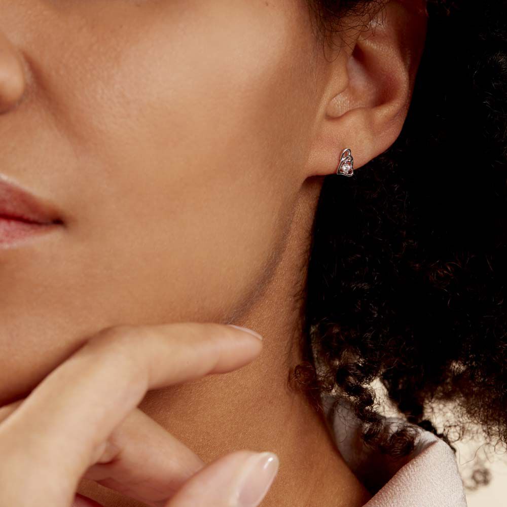 Boucles D'oreilles Puces Roma Argent Blanc Oxyde De Zirconium - Puces Femme | Marc Orian