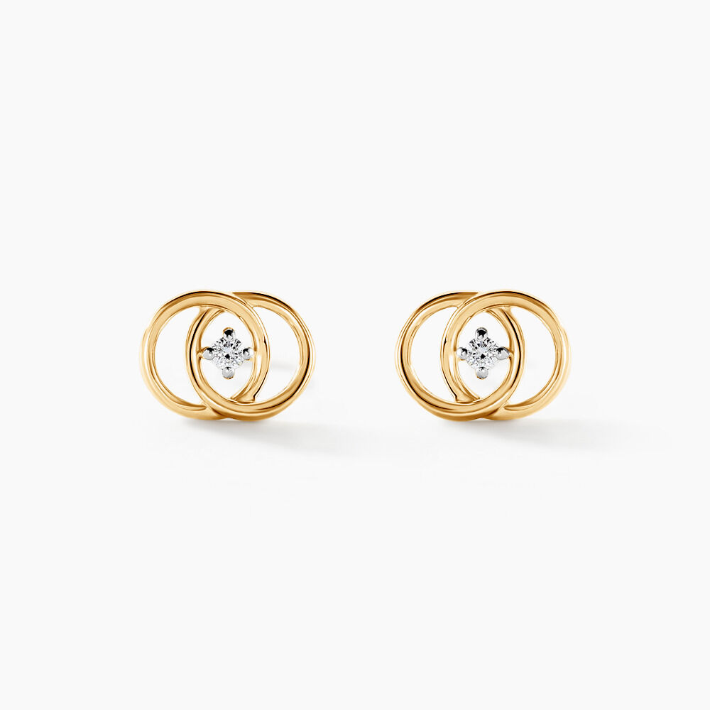 Boucles D'oreilles Puces Briitilia Or Jaune Diamant - Puces Femme | Marc Orian