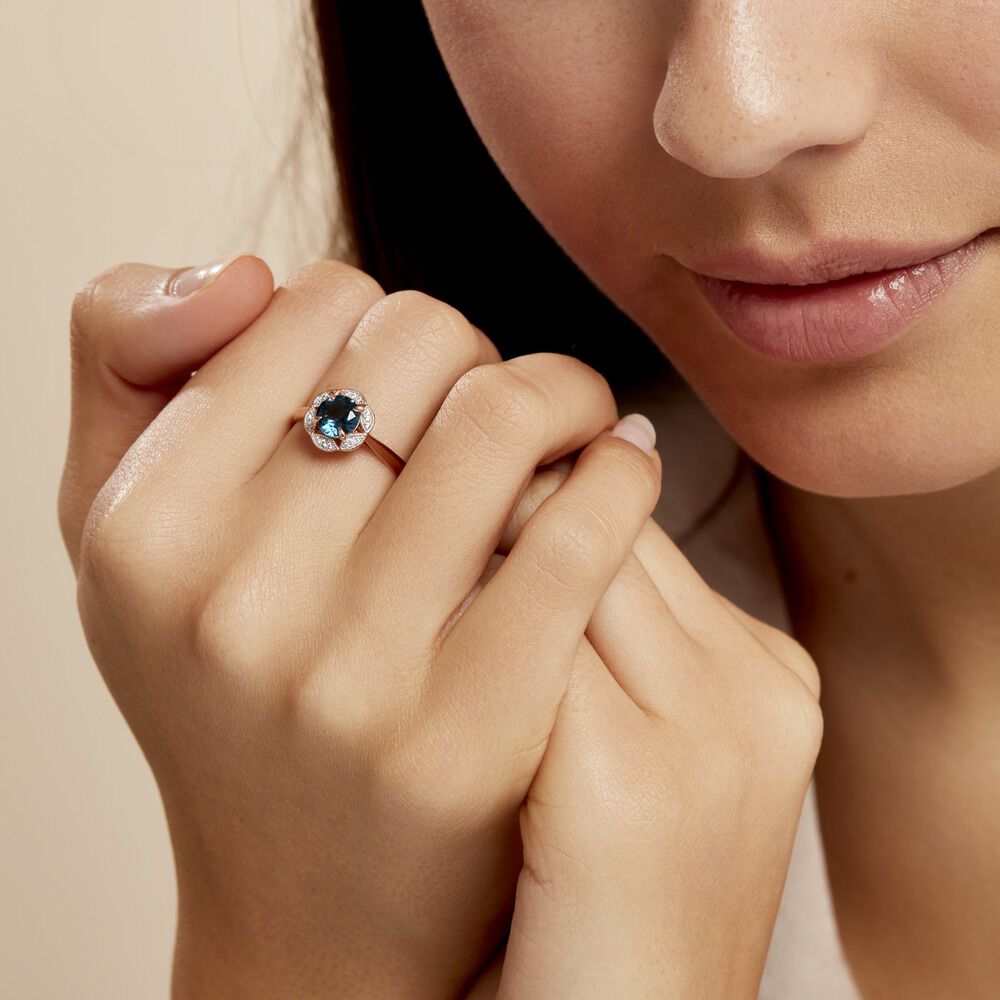 Bague Adryene Or Rose Topaze Et Oxyde De Zirconium - Bagues pierres fines Femme | Marc Orian