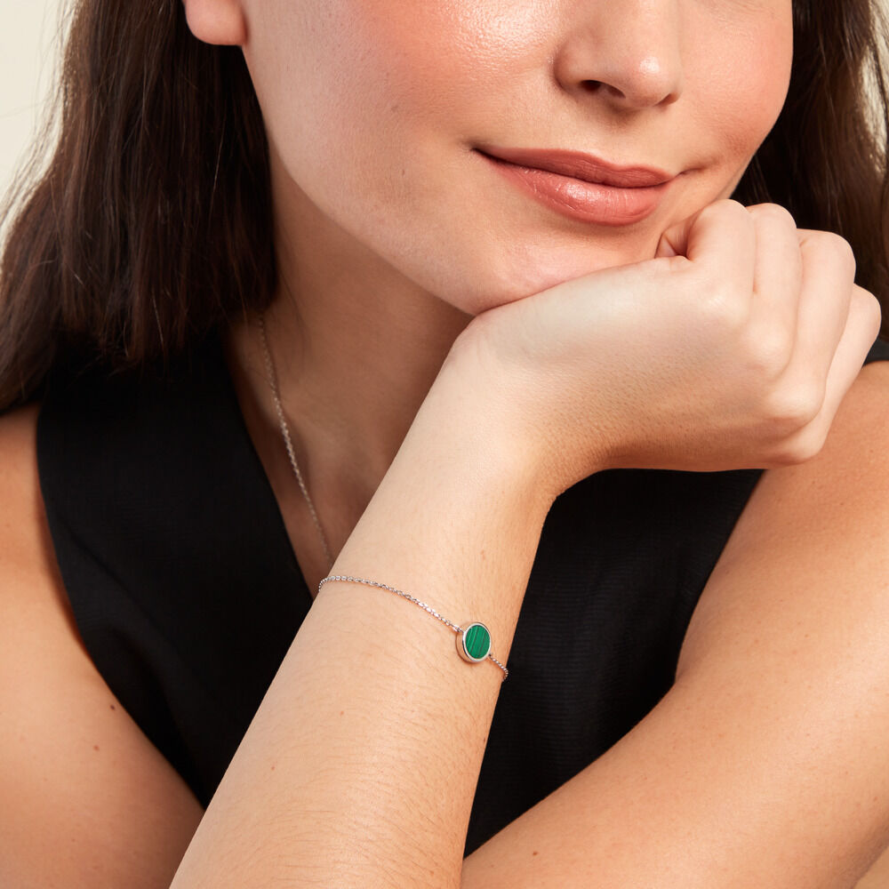 Bracelet Lunatique Argent Blanc Malachite Onyx -  Femme | Marc Orian