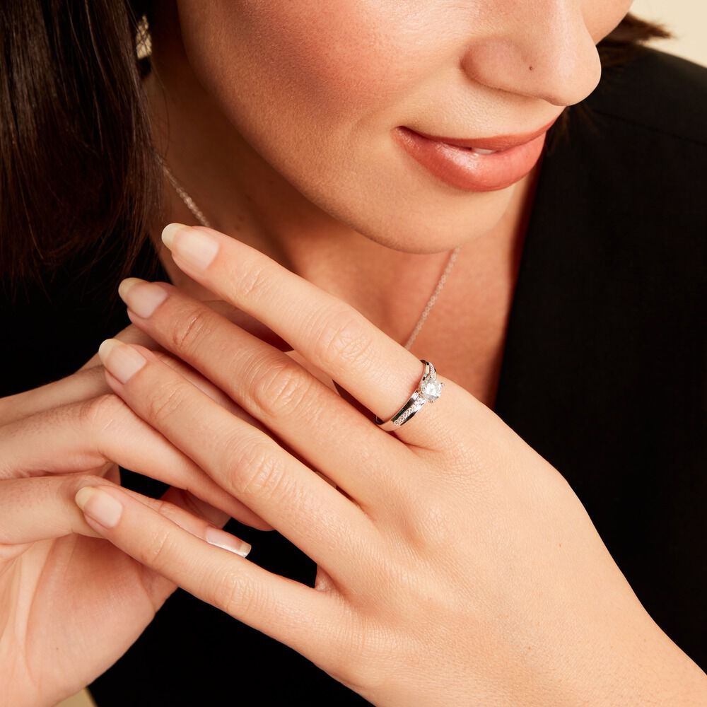 Bague Solitaire Mercan Argent Blanc Oxyde De Zirconium - Solitaires Femme | Marc Orian