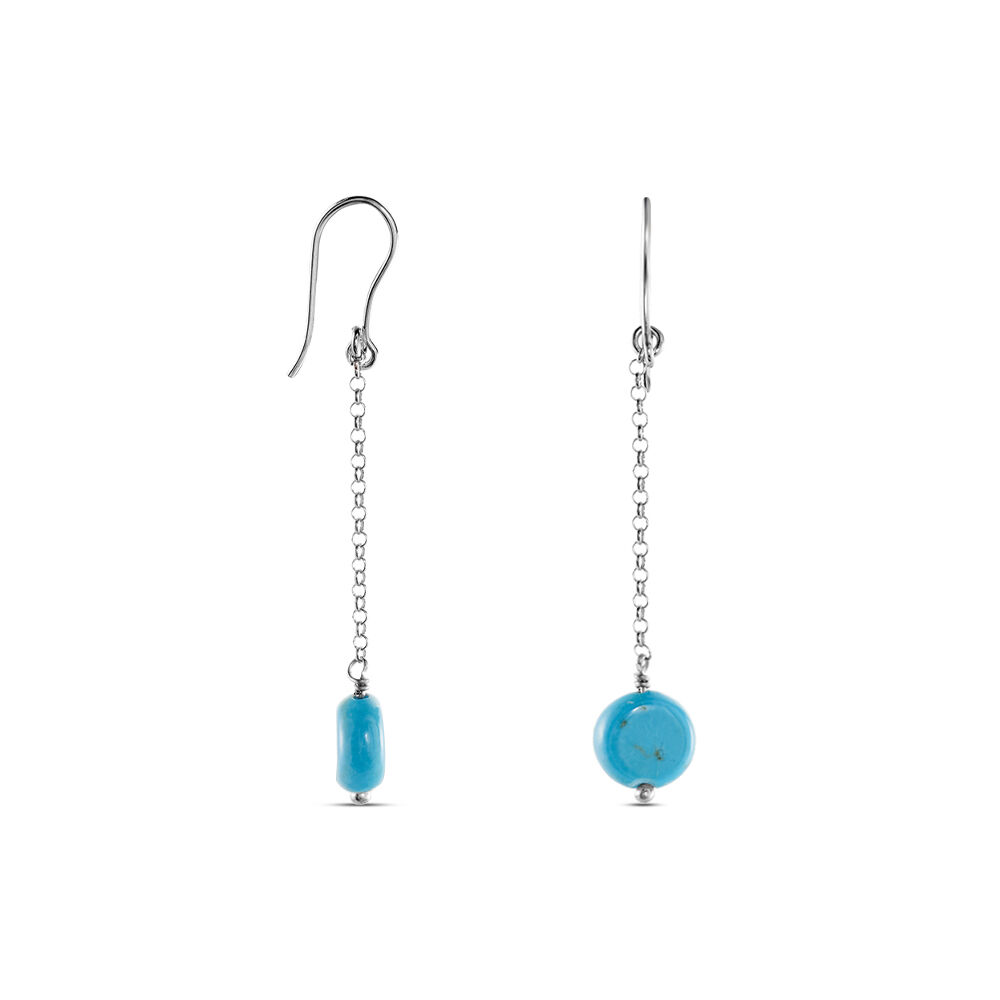 Boucles D'oreilles Pendantes Graziana Argent Blanc Turquoise - Pendantes Femme | Marc Orian