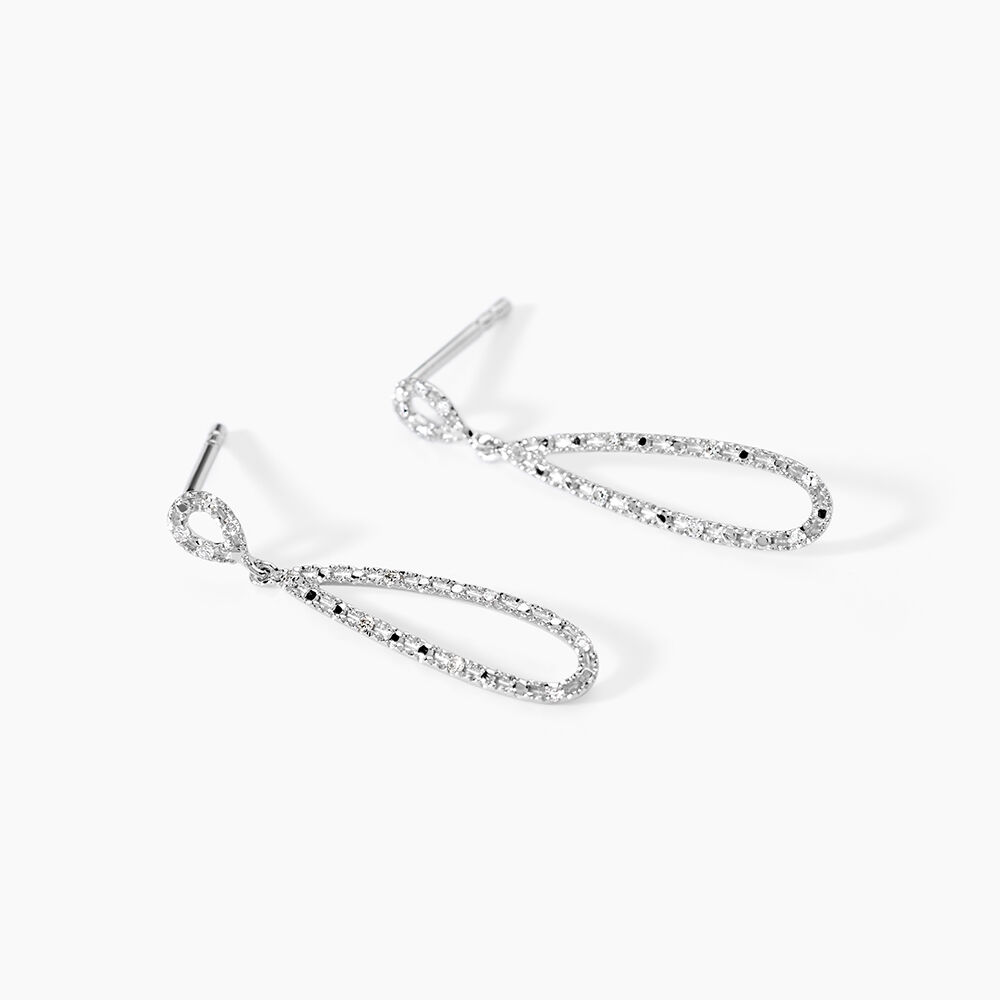 Boucles D'oreilles Pendantes Or Blanc Diamants - Pendantes Femme | Marc Orian