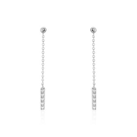 Boucles D'oreilles Pendantes Marjenka Or Blanc Diamant - Boucles d'oreilles Pendantes Femme | Marc Orian