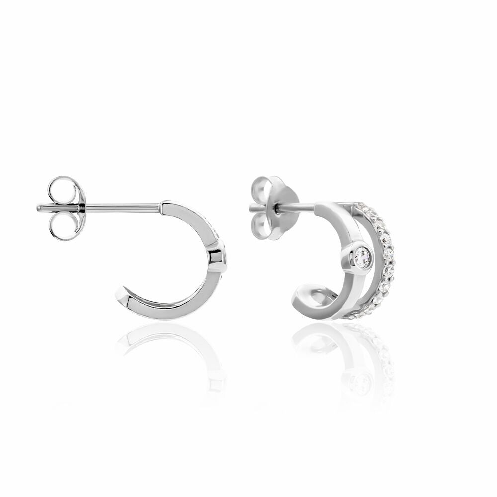 Boucles D'oreilles Puces Forrest Argent Rhodié Oxyde De Zirconium - Puces Femme | Marc Orian