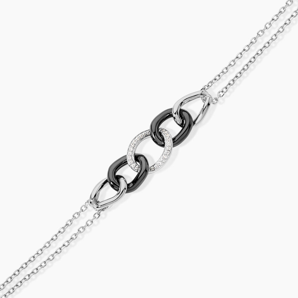 Bracelet Link Argent Blanc C&eacute;ramique Et Oxyde De Zirconium - Bracelets cha&icirc;nes Femme | Marc Orian