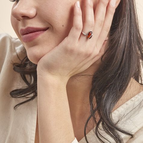 Bague Argent Blanc Leeloo Ambre - Bague fantaisie Femme | Marc Orian