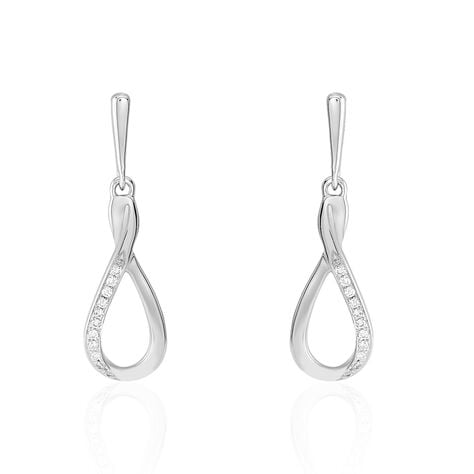 Boucles D'oreilles Pendantes Vanessa Or Blanc Diamant - Pendantes Femme | Marc Orian