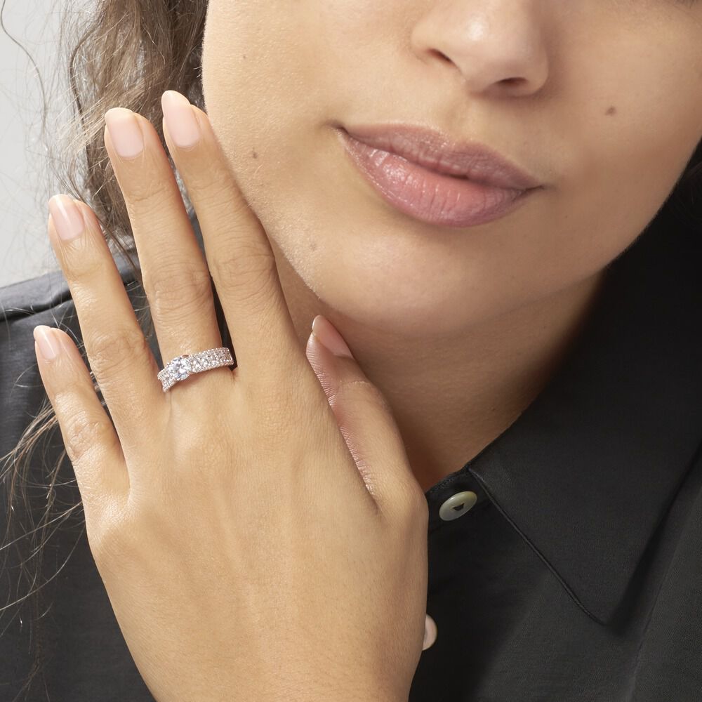 Bague Solitaire Hamane Argent Blanc Oxyde De Zirconium - Solitaires Femme | Marc Orian