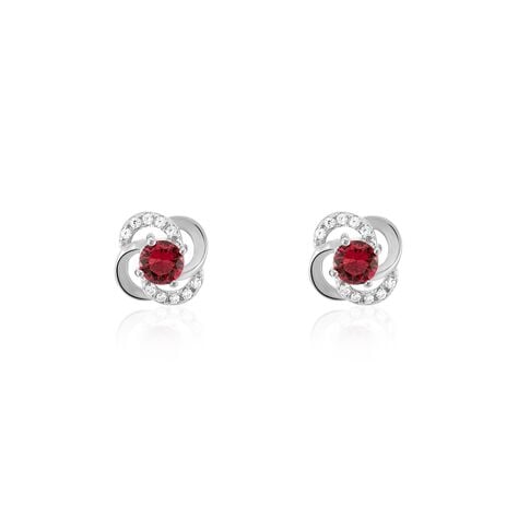 Boucles D'oreilles Puces Argent Blanc Clover Verre Oxydes De Zirconium - Puces Femme | Marc Orian