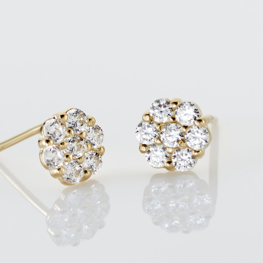Boucles D'oreilles Puces Eleanor Fleur Or Jaune Oxyde De Zirconium - Puces Femme | Marc Orian