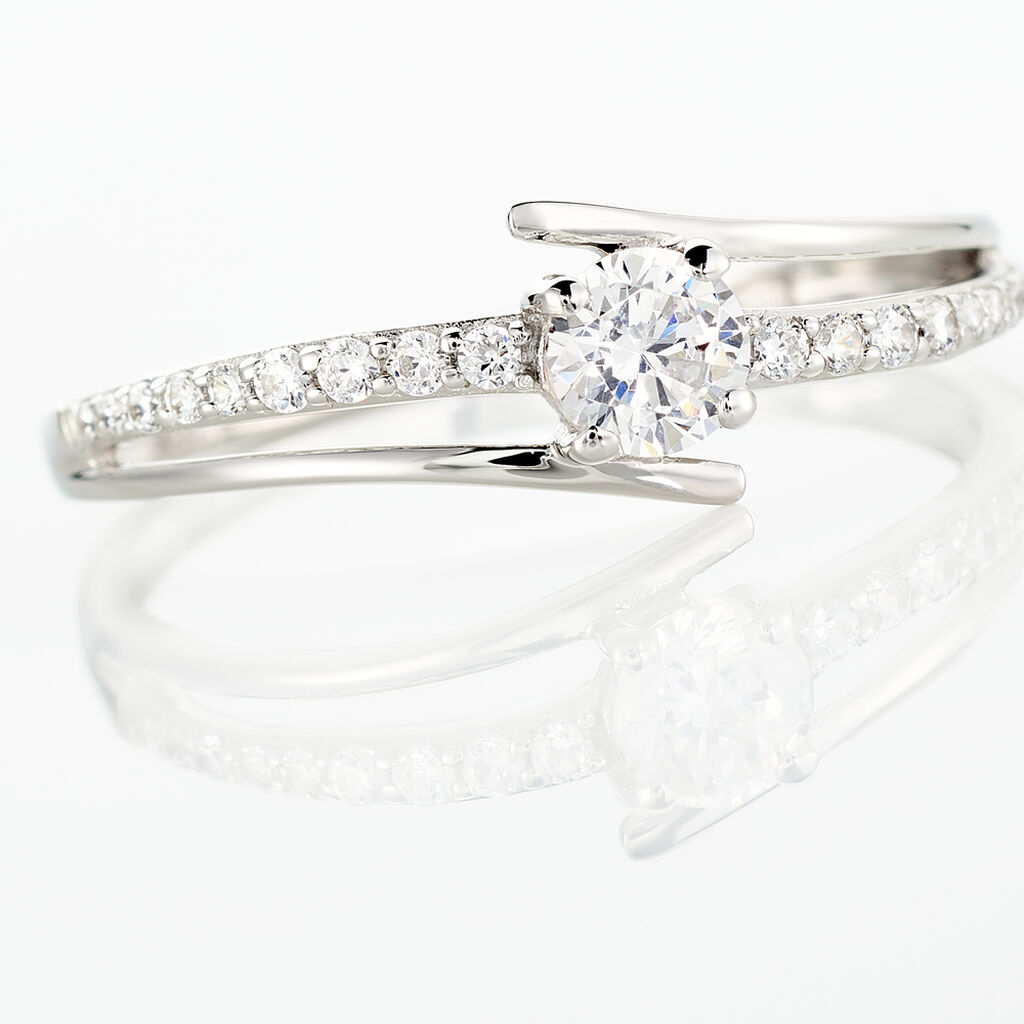 Bague April Or Blanc Oxyde De Zirconium - Bagues Solitaire Femme | Marc Orian