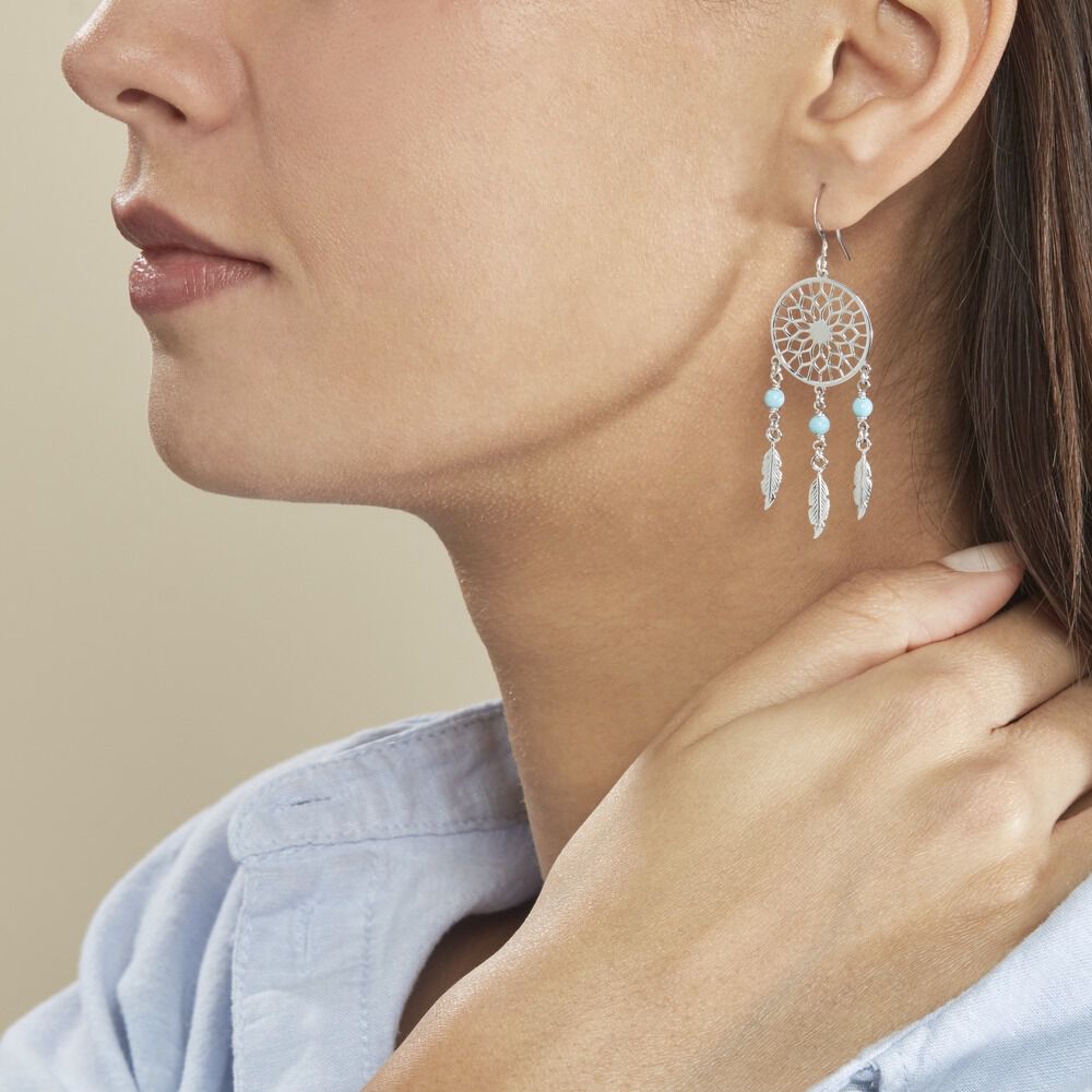 Boucles D'oreilles Pendantes Anoki Argent Blanc -  Femme | Marc Orian