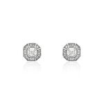 Boucles D'oreilles Puces Transmission Or Blanc Diamant - Puces Femme | Marc Orian
