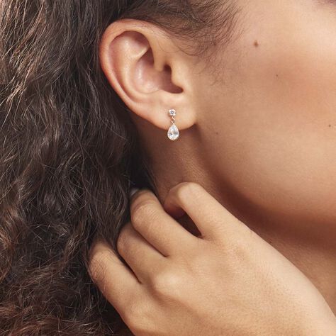 Boucles D'oreilles Pendantes Lika Or Jaune Oxyde De Zirconium - Boucles d'oreilles Pendantes Femme | Marc Orian
