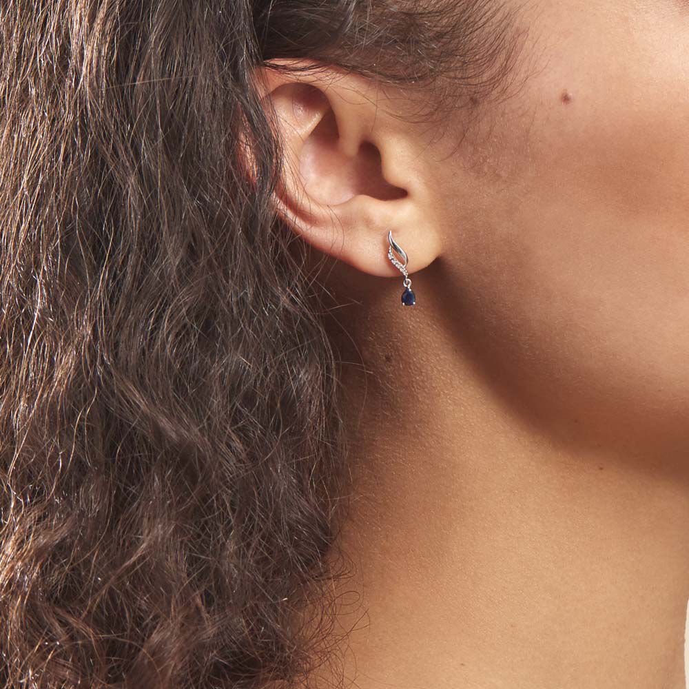 Boucles D'oreilles Puces Nolia Or Blanc Saphir Et Diamant -  Femme | Marc Orian